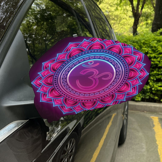 Purple And Teal Om Mandala Print Car Side Mirror Covers