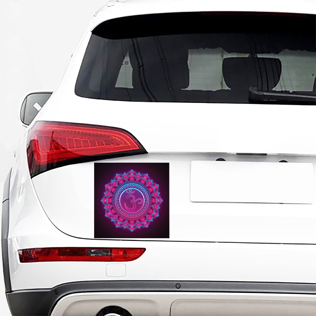 Purple And Teal Om Mandala Print Car Sticker