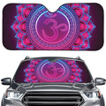 Purple And Teal Om Mandala Print Car Windshield Sun Shade