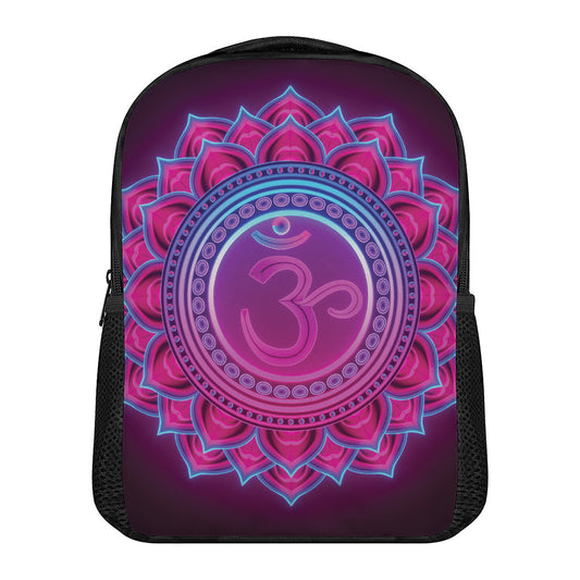 Purple And Teal Om Mandala Print Casual Backpack
