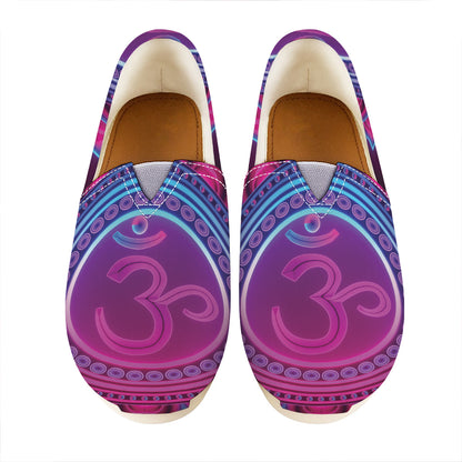 Purple And Teal Om Mandala Print Casual Shoes