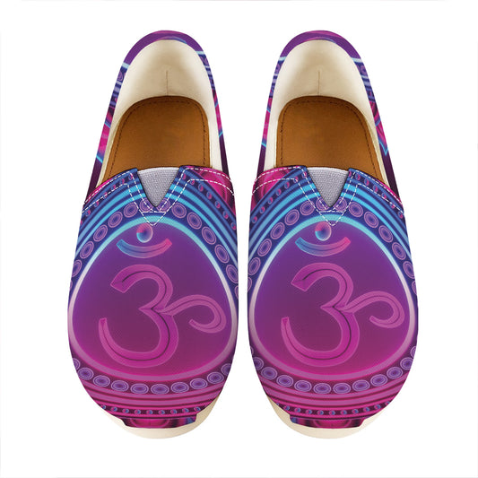 Purple And Teal Om Mandala Print Casual Shoes