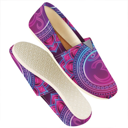 Purple And Teal Om Mandala Print Casual Shoes