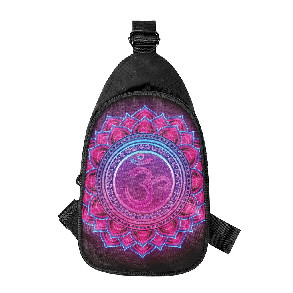 Purple And Teal Om Mandala Print Chest Bag