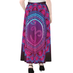 Purple And Teal Om Mandala Print Chiffon Maxi Skirt