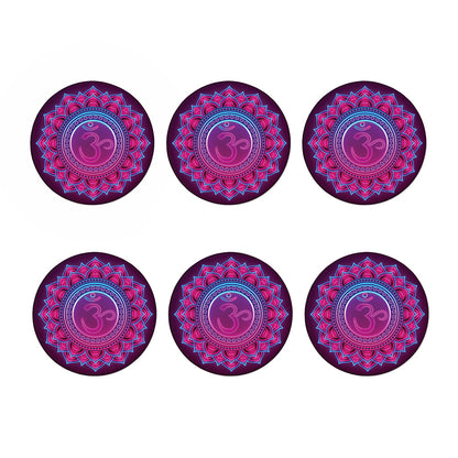 Purple And Teal Om Mandala Print Coaster Set