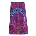 Purple And Teal Om Mandala Print Cotton Front Slit Maxi Skirt