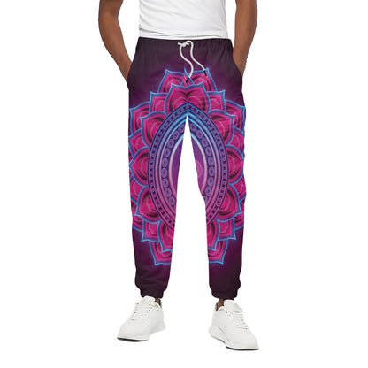 Purple And Teal Om Mandala Print Cotton Pants