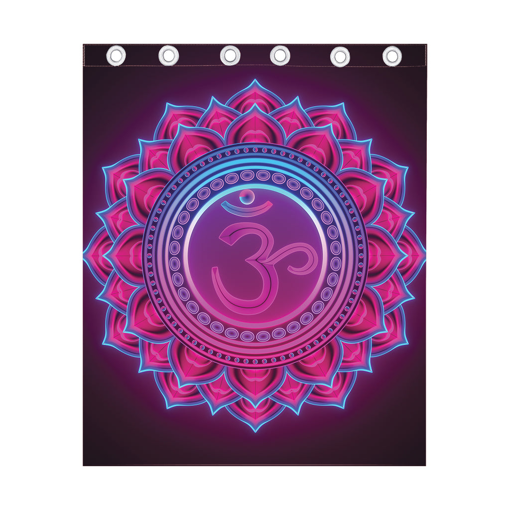 Purple And Teal Om Mandala Print Curtain