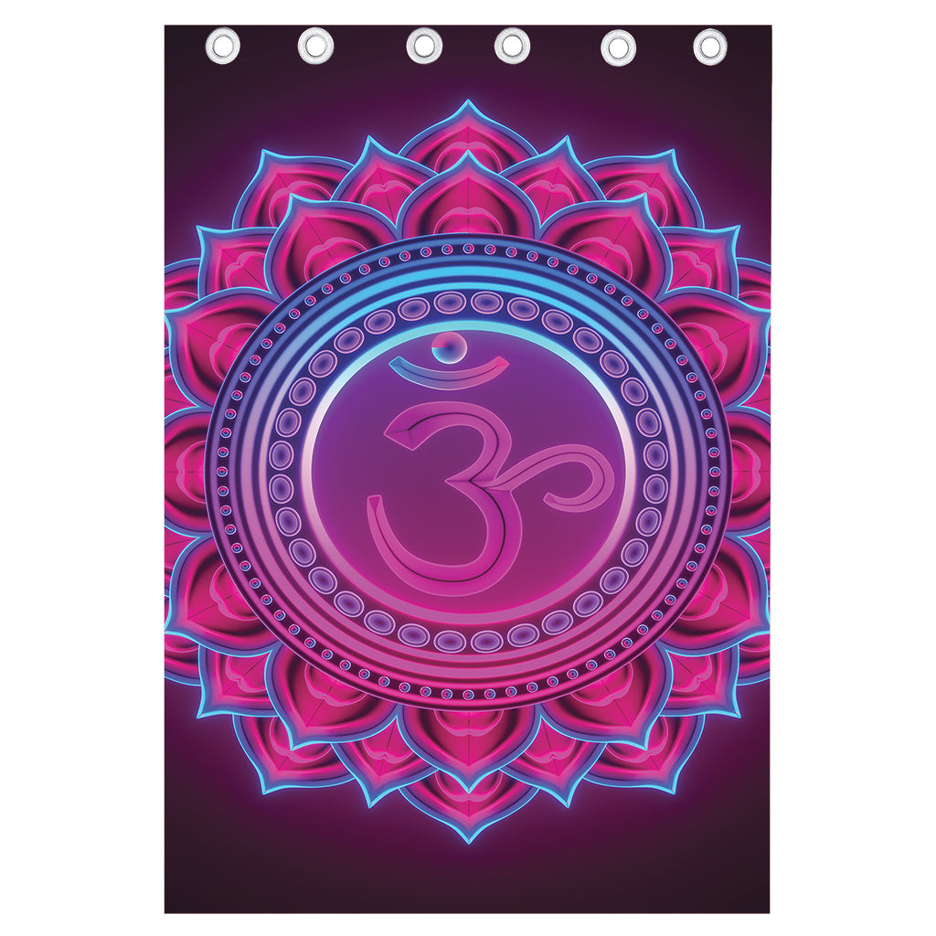 Purple And Teal Om Mandala Print Curtain