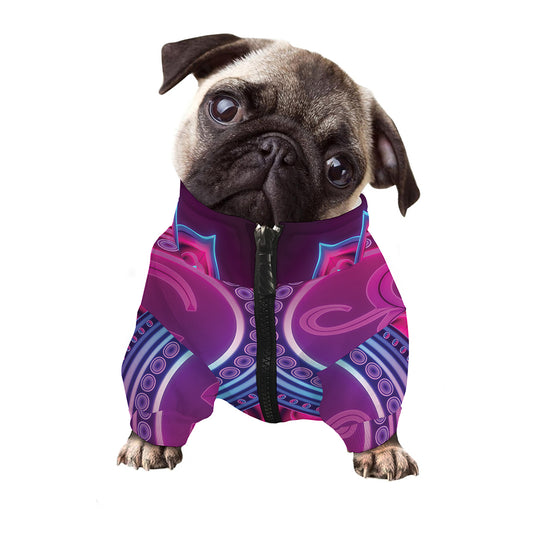Purple And Teal Om Mandala Print Dog Zip Up Jacket