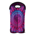 Purple And Teal Om Mandala Print Double Neoprene Wine Tote