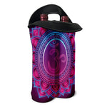 Purple And Teal Om Mandala Print Double Neoprene Wine Tote