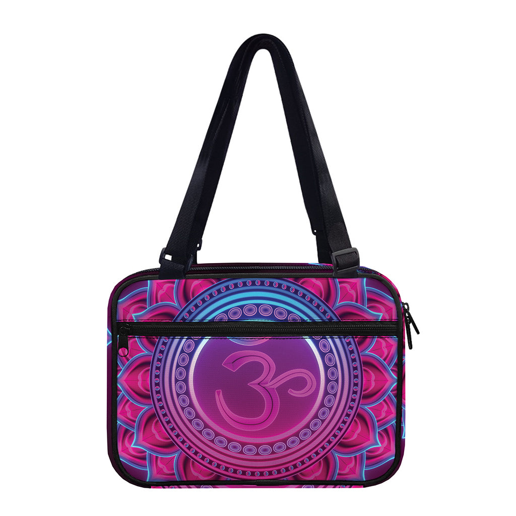Purple And Teal Om Mandala Print Double Strap Bible Bag
