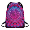 Purple And Teal Om Mandala Print Drawstring Backpack