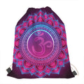 Purple And Teal Om Mandala Print Drawstring Bag