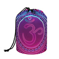 Purple And Teal Om Mandala Print Drawstring Makeup Bag