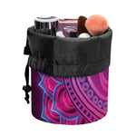 Purple And Teal Om Mandala Print Drawstring Makeup Bag