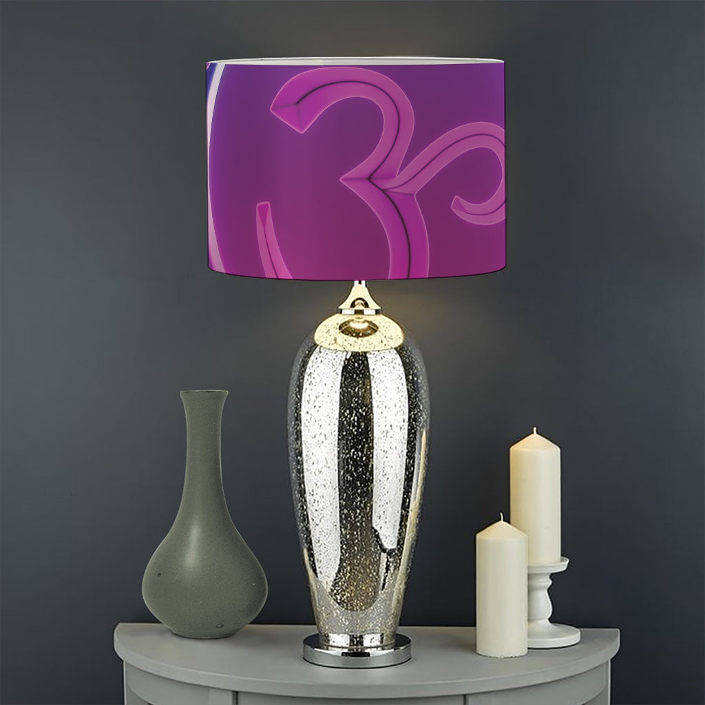 Purple And Teal Om Mandala Print Drum Lamp Shade