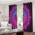 Purple And Teal Om Mandala Print Extra Wide Grommet Curtains