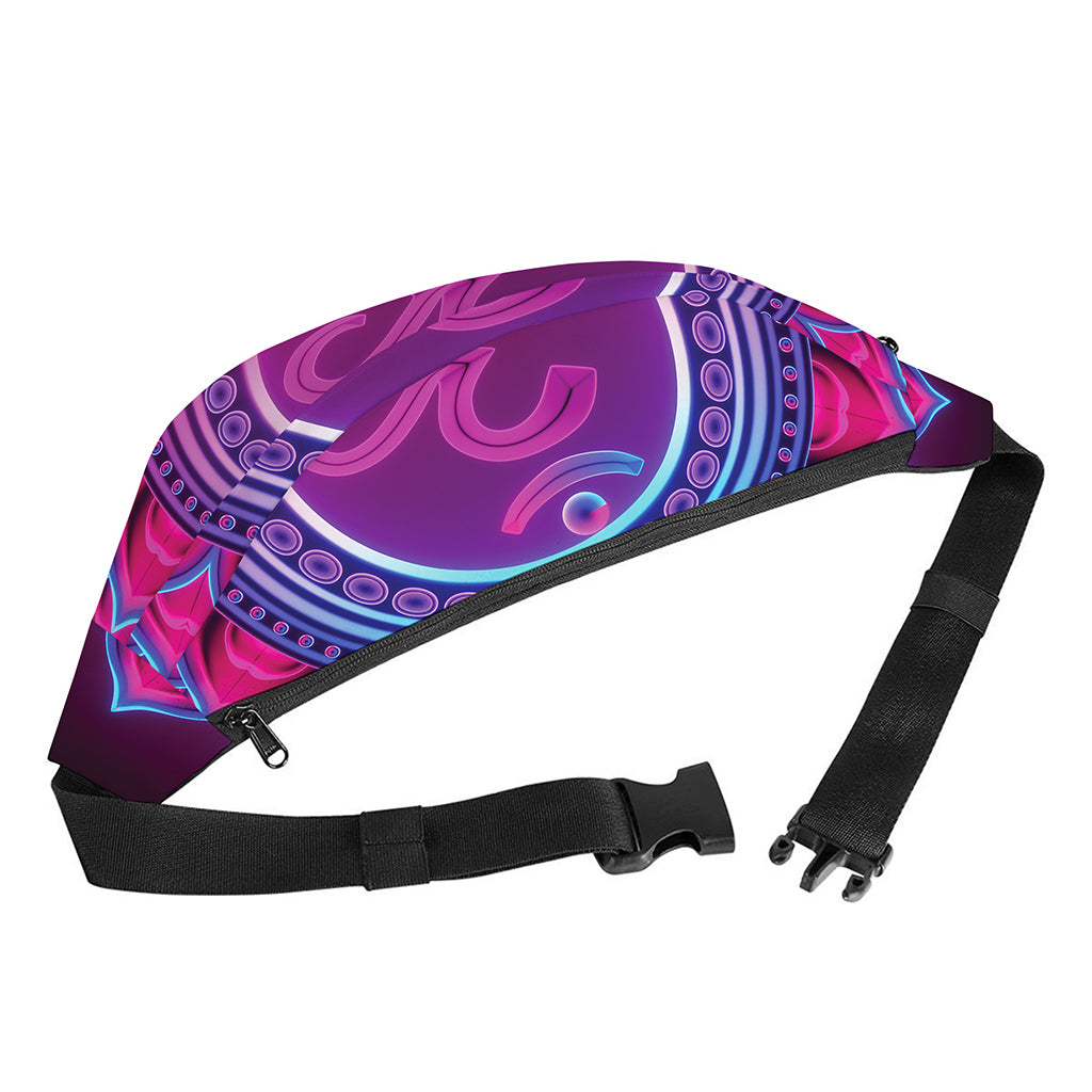 Purple And Teal Om Mandala Print Fanny Pack