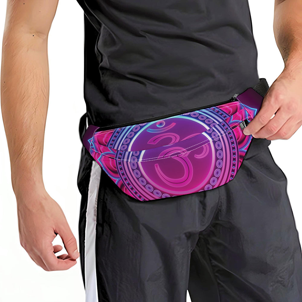 Purple And Teal Om Mandala Print Fanny Pack