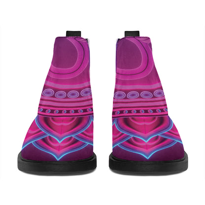 Purple And Teal Om Mandala Print Flat Ankle Boots