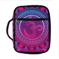 Purple And Teal Om Mandala Print Front Pocket Bible Bag