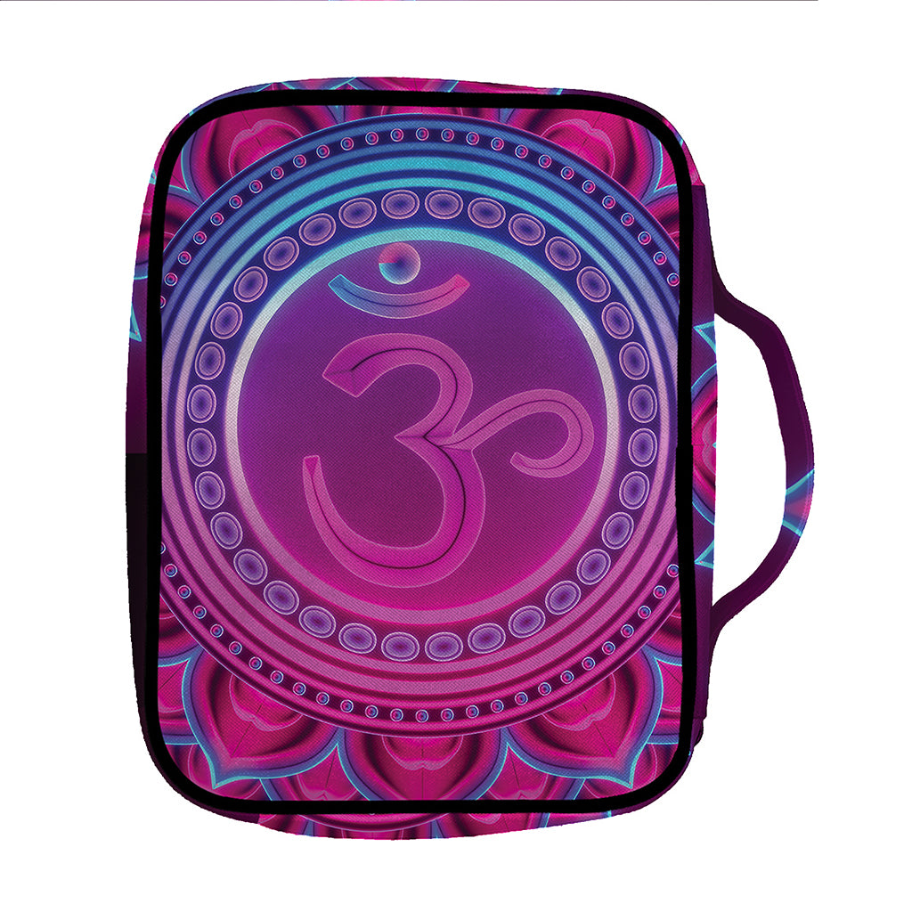 Purple And Teal Om Mandala Print Front Pocket Bible Bag