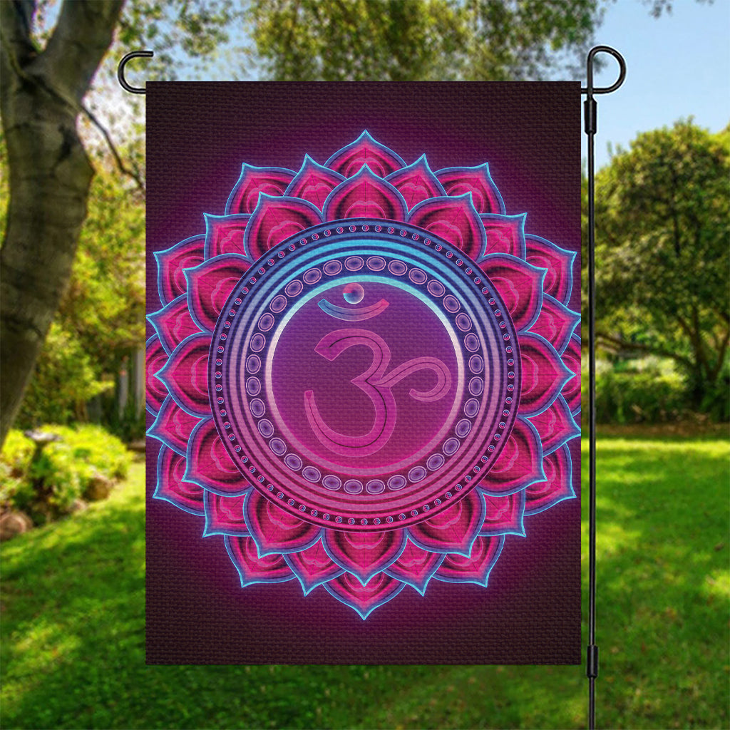 Purple And Teal Om Mandala Print Garden Flag