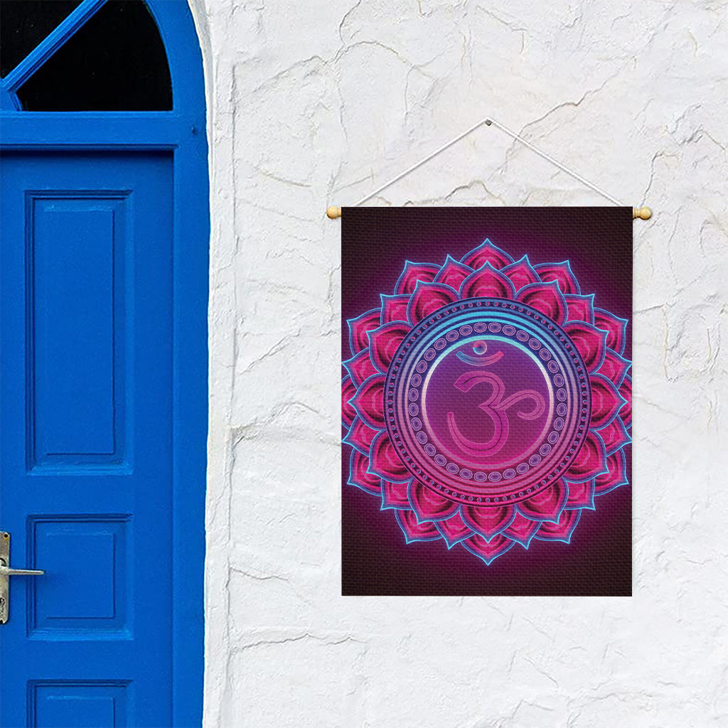 Purple And Teal Om Mandala Print Garden Flag