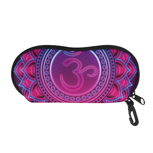 Purple And Teal Om Mandala Print Glasses Case