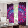 Purple And Teal Om Mandala Print Grommet Curtains