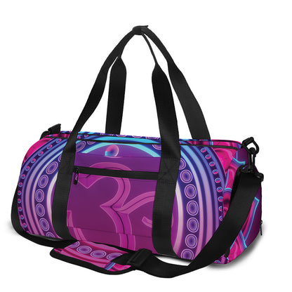 Purple And Teal Om Mandala Print Gym Bag