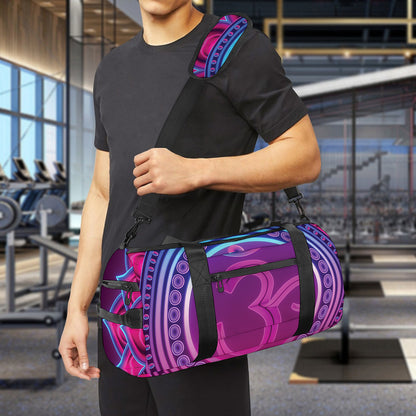 Purple And Teal Om Mandala Print Gym Bag