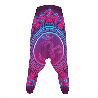 Purple And Teal Om Mandala Print Hammer Pants