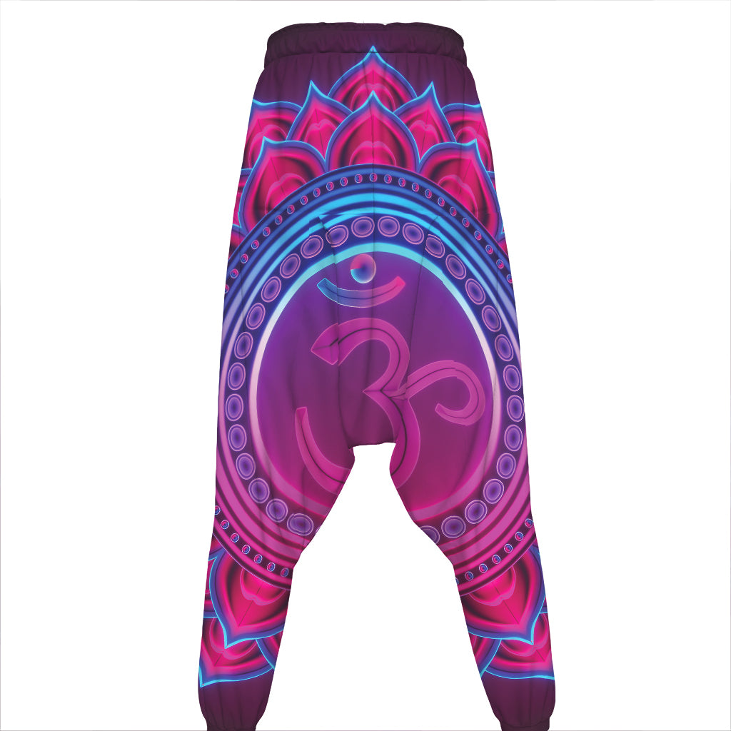 Purple And Teal Om Mandala Print Hammer Pants