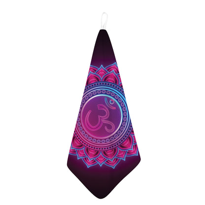 Purple And Teal Om Mandala Print Hand Towel