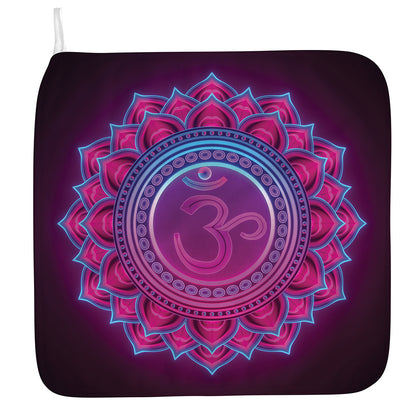 Purple And Teal Om Mandala Print Hand Towel