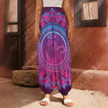 Purple And Teal Om Mandala Print Harem Pants
