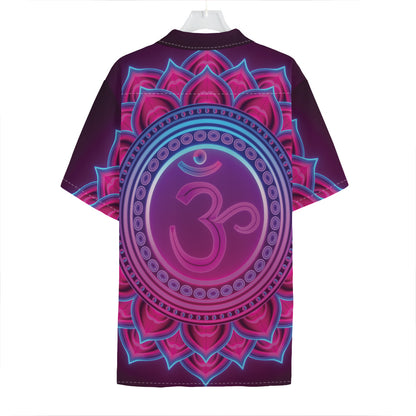 Purple And Teal Om Mandala Print Hawaiian Shirt