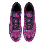 Purple And Teal Om Mandala Print High Top Leather Sneakers