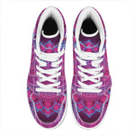 Purple And Teal Om Mandala Print High Top Leather Sneakers
