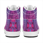 Purple And Teal Om Mandala Print High Top Leather Sneakers