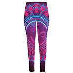 Purple And Teal Om Mandala Print High-Waisted Pocket Leggings