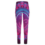 Purple And Teal Om Mandala Print High-Waisted Pocket Leggings