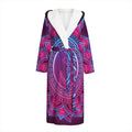 Purple And Teal Om Mandala Print Hooded Bathrobe