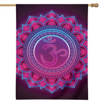 Purple And Teal Om Mandala Print House Flag