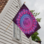 Purple And Teal Om Mandala Print House Flag