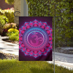 Purple And Teal Om Mandala Print House Flag